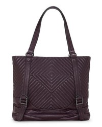 Темно-пурпурная кожаная стеганая большая сумка