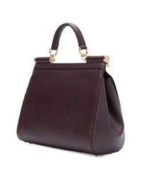 Темно-пурпурная кожаная сумка-саквояж от Dolce & Gabbana