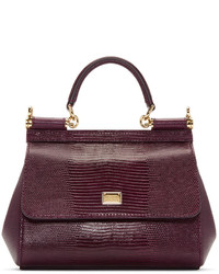 Женская темно-пурпурная кожаная сумка от Dolce & Gabbana