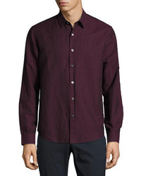 Темно-пурпурная рубашка с длинным рукавом