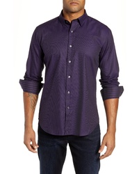 Темно-пурпурная рубашка с длинным рукавом в вертикальную полоску