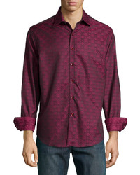 Темно-пурпурная рубашка с длинным рукавом с принтом