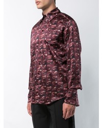 Мужская темно-пурпурная рубашка с длинным рукавом с принтом от Yang Li
