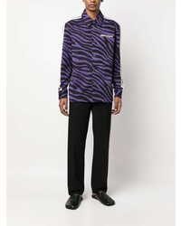 Мужская темно-пурпурная рубашка с длинным рукавом с принтом от Palm Angels