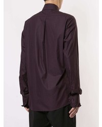 Мужская темно-пурпурная рубашка с длинным рукавом с рюшами от Dolce & Gabbana