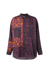 Мужская темно-пурпурная рубашка с длинным рукавом с цветочным принтом от Damir Doma