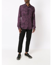 Мужская темно-пурпурная рубашка с длинным рукавом с цветочным принтом от OSKLEN