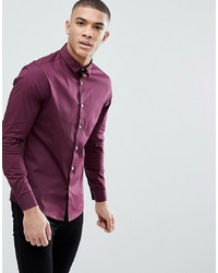 Мужская темно-пурпурная рубашка с длинным рукавом от ASOS DESIGN