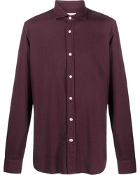 Мужская темно-пурпурная рубашка с длинным рукавом от Boglioli