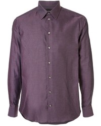 Мужская темно-пурпурная рубашка с длинным рукавом от Emporio Armani