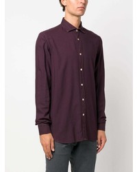 Мужская темно-пурпурная рубашка с длинным рукавом от Boglioli