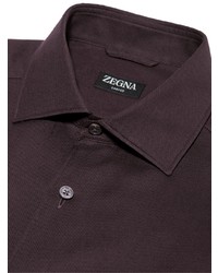 Мужская темно-пурпурная рубашка с длинным рукавом от Zegna