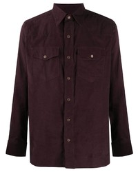 Мужская темно-пурпурная рубашка с длинным рукавом от Tom Ford