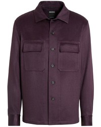 Мужская темно-пурпурная рубашка с длинным рукавом от Zegna