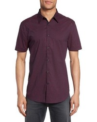 Темно-пурпурная рубашка с коротким рукавом с принтом