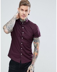 Мужская темно-пурпурная рубашка с коротким рукавом от ASOS DESIGN