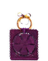 Темно-пурпурная соломенная большая сумка