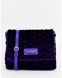 Темно-пурпурная сумка через плечо из плотной ткани от Love Moschino