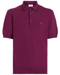 Мужская темно-пурпурная футболка-поло с вышивкой от Etro