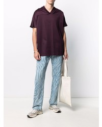 Мужская темно-пурпурная футболка с v-образным вырезом от Low Brand