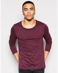 Темно-пурпурная футболка с длинным рукавом