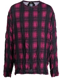 Мужская темно-пурпурная футболка с длинным рукавом в шотландскую клетку от N°21