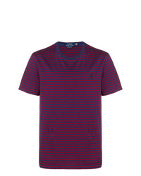 Мужская темно-пурпурная футболка с круглым вырезом в горизонтальную полоску от Polo Ralph Lauren