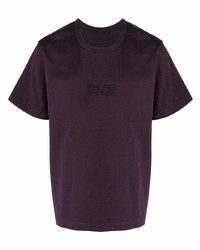 Мужская темно-пурпурная футболка с круглым вырезом с вышивкой от Helmut Lang