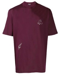 Мужская темно-пурпурная футболка с круглым вырезом с вышивкой от Lanvin
