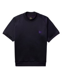 Мужская темно-пурпурная футболка с круглым вырезом с вышивкой от Needles