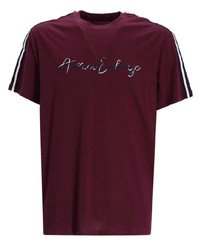 Мужская темно-пурпурная футболка с круглым вырезом с принтом от Armani Exchange