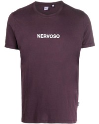 Мужская темно-пурпурная футболка с круглым вырезом с принтом от Aspesi