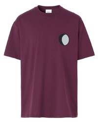 Мужская темно-пурпурная футболка с круглым вырезом с принтом от Burberry