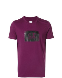 Мужская темно-пурпурная футболка с круглым вырезом с принтом от CP Company