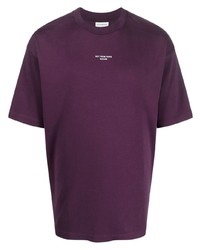 Мужская темно-пурпурная футболка с круглым вырезом с принтом от Drôle De Monsieur