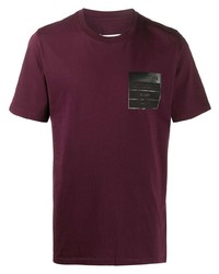 Мужская темно-пурпурная футболка с круглым вырезом с принтом от Maison Margiela