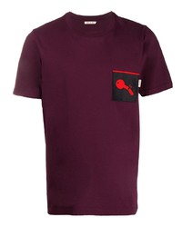 Мужская темно-пурпурная футболка с круглым вырезом с принтом от Marni