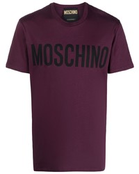 Мужская темно-пурпурная футболка с круглым вырезом с принтом от Moschino