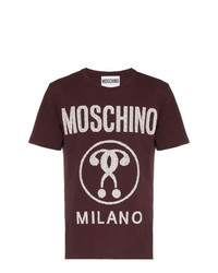 Мужская темно-пурпурная футболка с круглым вырезом с принтом от Moschino