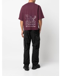 Мужская темно-пурпурная футболка с круглым вырезом с принтом от Stone Island Shadow Project