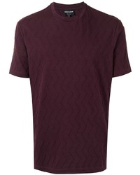 Темно-пурпурная футболка с круглым вырезом с узором зигзаг