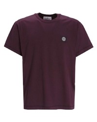 Мужская темно-пурпурная футболка с круглым вырезом от Stone Island