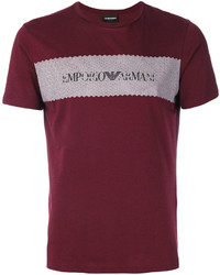 Мужская темно-пурпурная футболка с принтом от Emporio Armani
