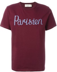 Мужская темно-пурпурная футболка с принтом от MAISON KITSUNÉ