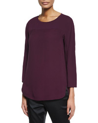 Темно-пурпурная шелковая блузка