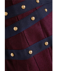 Темно-пурпурная шерстяная мини-юбка со складками от Sacai