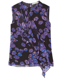Темно-пурпурная шифоновая блузка с рюшами