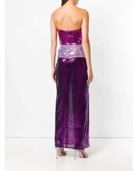 Темно-пурпурное вечернее платье с пайетками с разрезом от Christian Pellizzari