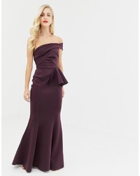 Темно-пурпурное вечернее платье с рюшами от ASOS DESIGN