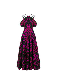 Темно-пурпурное вечернее платье с цветочным принтом от Talbot Runhof